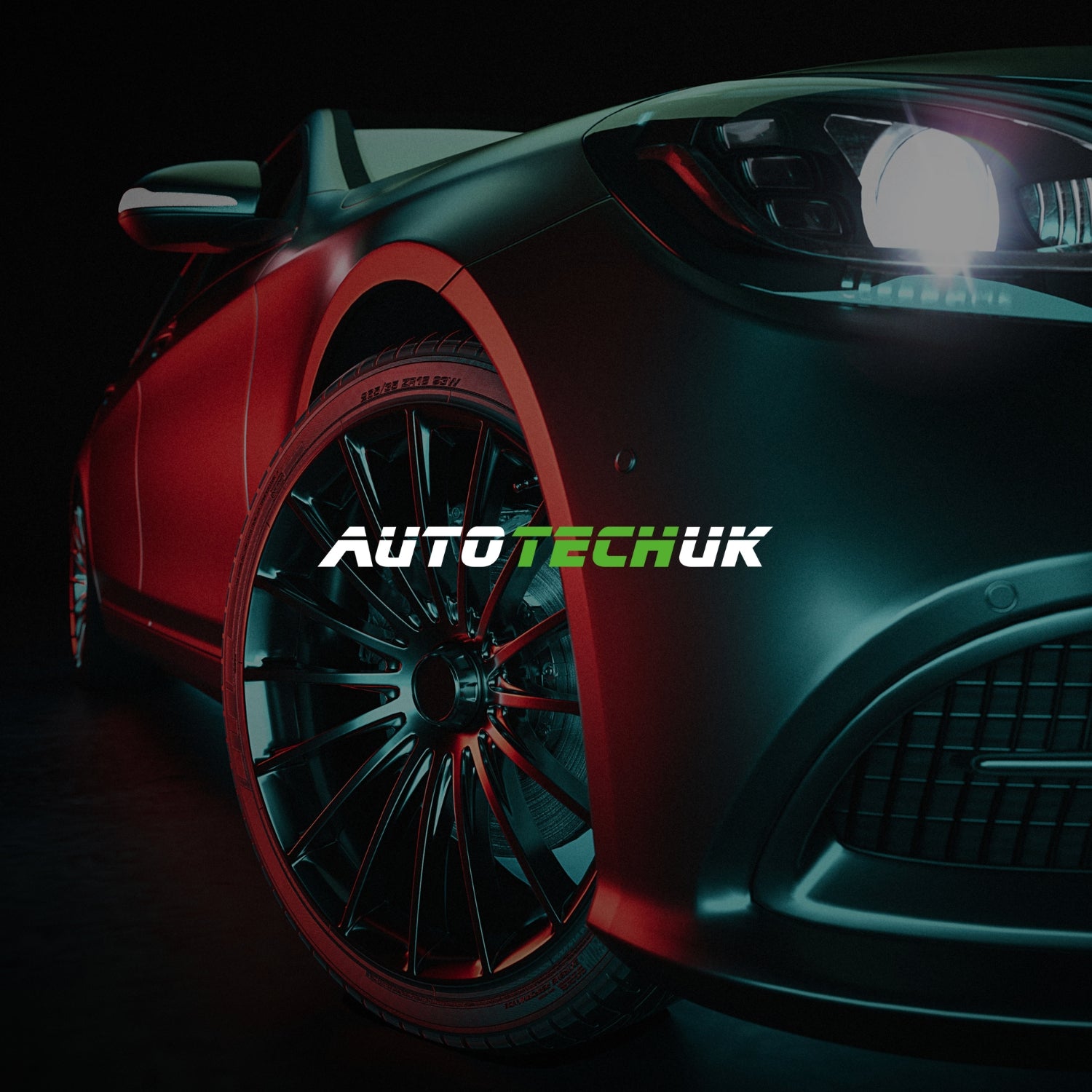 Autotech UK portfolio piece image showing car with red and blue lights beaming on it.