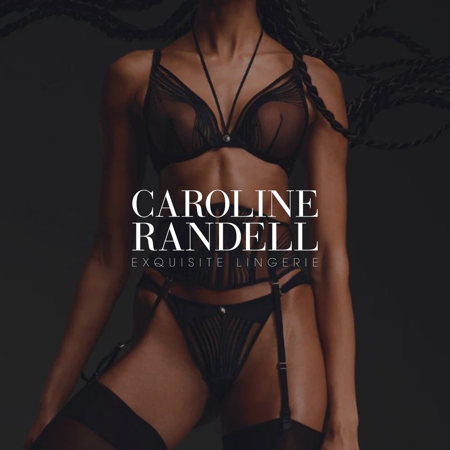 Caroline Randell portfolio piece image showing logo and ladies body wearing exquisite lingerie .